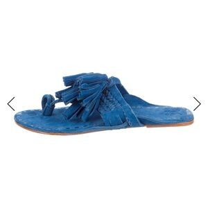 Figue Suede Blue Tassel Slide Sandals